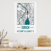 Minimalistische stadskaart van zürich, Zürich DIY- Poster (Keuken)