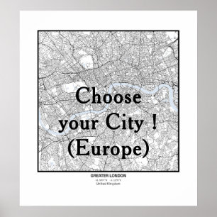 Minimalistische stadsplattegrond Poster Lijn Kunst