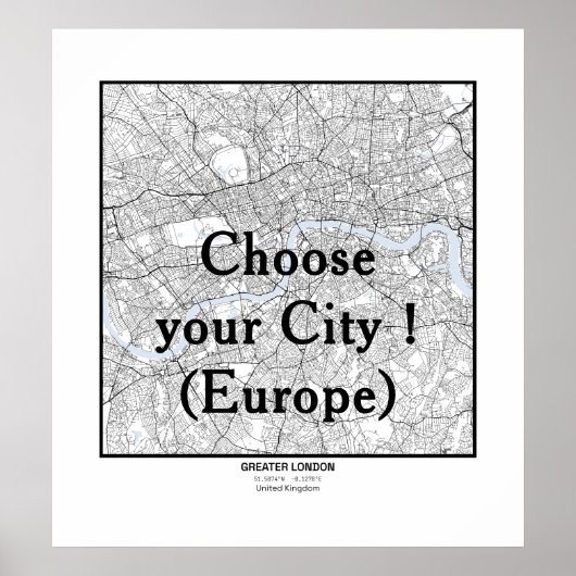 Minimalistische stadsplattegrond Poster Lijn Kunst (Voorkant)