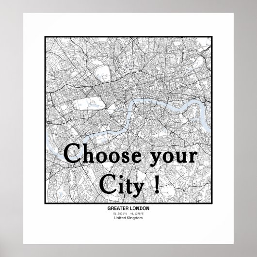 Minimalistische stadsplattegrond Poster Lijnkunst (Voorkant)