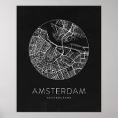 Minimalistische Stadsplattegrond van Amsterdam Poster (Voorkant)