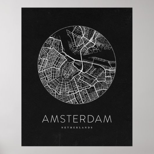 Minimalistische Stadsplattegrond van Amsterdam Poster (Voorkant)