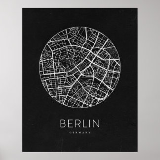 Minimalistische stadsplattegrond van Berlijn Poster