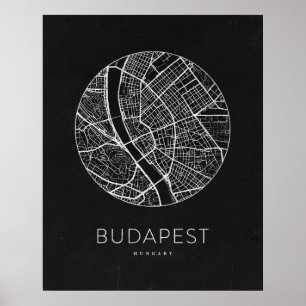 Minimalistische Stadsplattegrond van Boedapest Poster