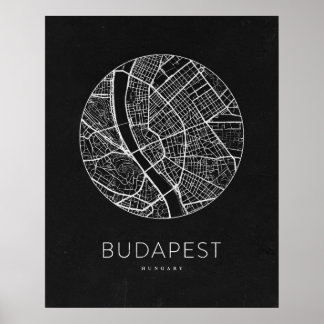 Minimalistische Stadsplattegrond van Boedapest Poster