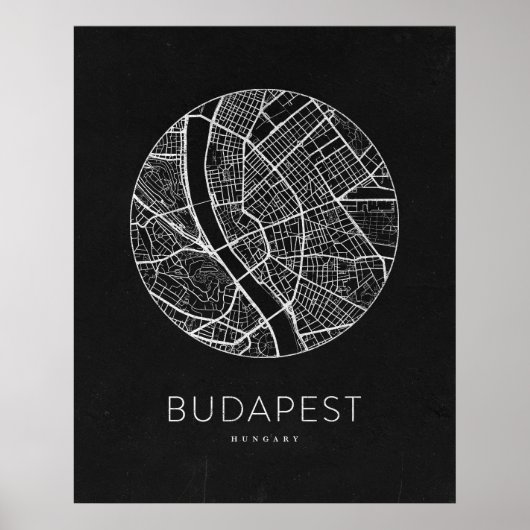 Minimalistische Stadsplattegrond van Boedapest Poster (Voorkant)