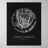 Minimalistische stadsplattegrond van Cincinnati Poster (Voorkant)