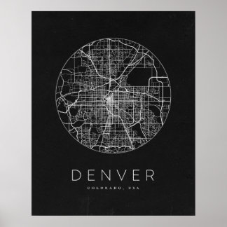 Minimalistische stadsplattegrond van Denver Poster