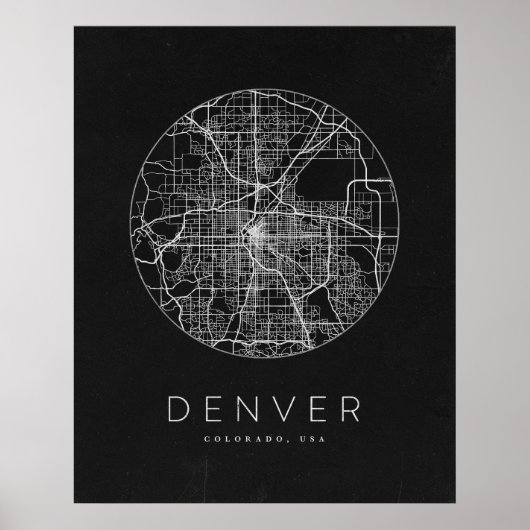 Minimalistische stadsplattegrond van Denver Poster (Voorkant)