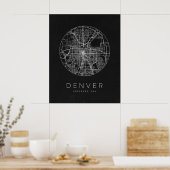 Minimalistische stadsplattegrond van Denver Poster (Keuken)