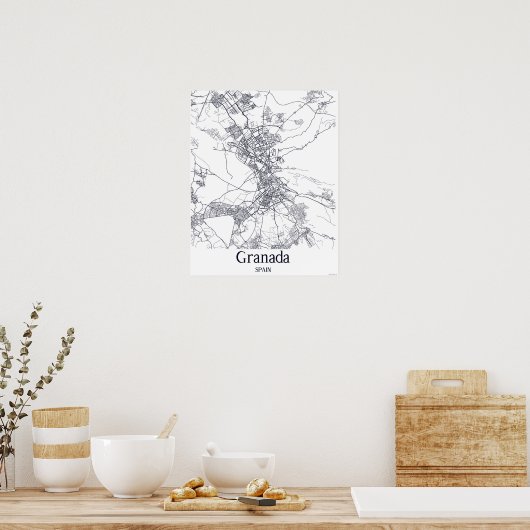 Minimalistische stadsplattegrond van Granada Poster (Keuken)