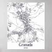Minimalistische stadsplattegrond van Granada Poster (Voorkant)