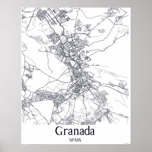 Minimalistische stadsplattegrond van Granada Poster (Voorkant)