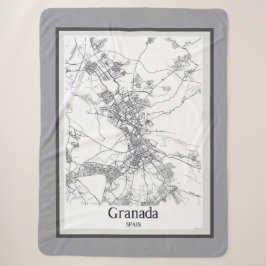Minimalistische stadsplattegrond van Granada Sherpa Deken