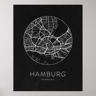 Minimalistische Stadsplattegrond van Hamburg Poster