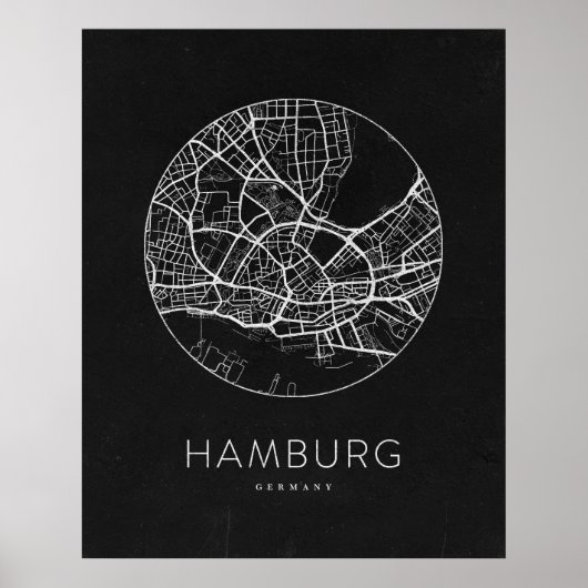 Minimalistische Stadsplattegrond van Hamburg Poster (Voorkant)