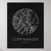 Minimalistische Stadsplattegrond van Kopenhagen Poster (Voorkant)