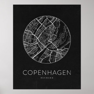 Minimalistische Stadsplattegrond van Kopenhagen Poster