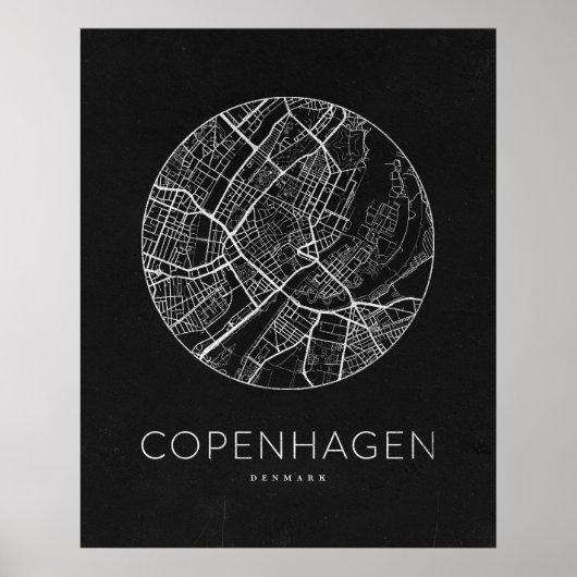 Minimalistische Stadsplattegrond van Kopenhagen Poster (Voorkant)