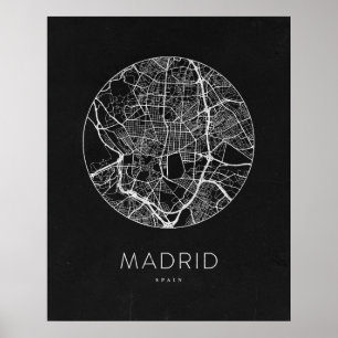 Minimalistische stadsplattegrond van Madrid Poster