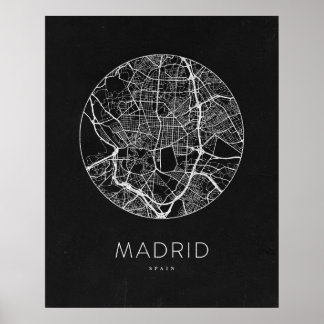 Minimalistische stadsplattegrond van Madrid Poster