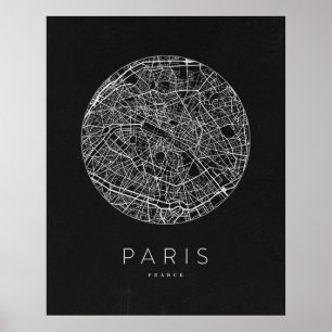 Minimalistische stadsplattegrond van Parijs Poster