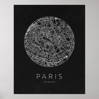 Minimalistische stadsplattegrond van Parijs Poster