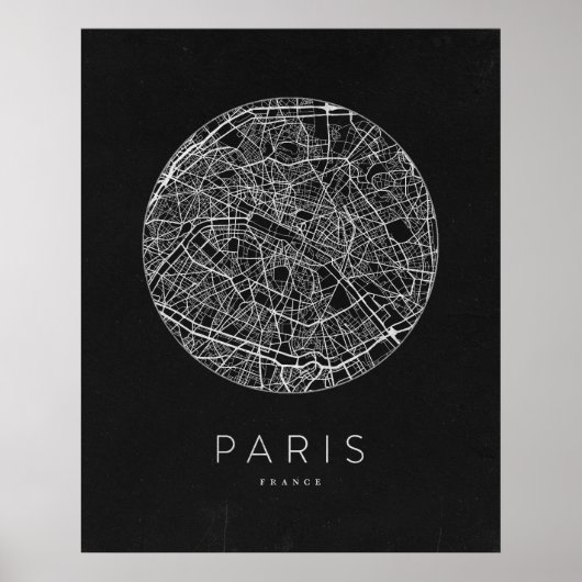 Minimalistische stadsplattegrond van Parijs Poster (Voorkant)