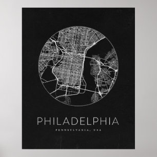 Minimalistische stadsplattegrond van Philadelphia Poster