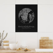 Minimalistische stadsplattegrond van Philadelphia Poster (Keuken)