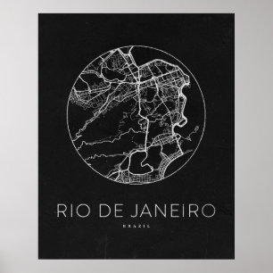 Minimalistische stadsplattegrond van Rio de Janeir Poster