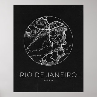 Minimalistische stadsplattegrond van Rio de Janeir Poster