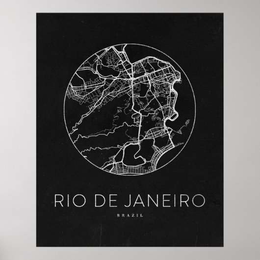 Minimalistische stadsplattegrond van Rio de Janeir Poster (Voorkant)