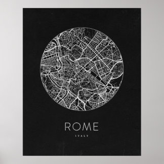 Minimalistische stadsplattegrond van Rome Poster