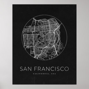 Minimalistische stadsplattegrond van San Francisco Poster