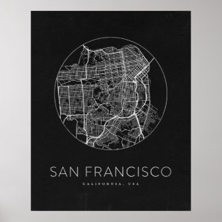 Minimalistische stadsplattegrond van San Francisco Poster