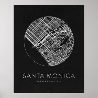 Minimalistische stadsplattegrond van Santa Monica Poster