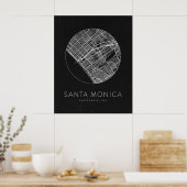 Minimalistische stadsplattegrond van Santa Monica Poster (Keuken)
