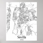 Minimalistische stadsplattegrond van Sevilla Poster (Voorkant)