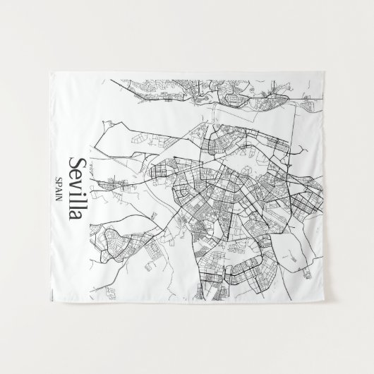 Minimalistische stadsplattegrond van Sevilla Wandkleed (Voorkant (horizontaal))