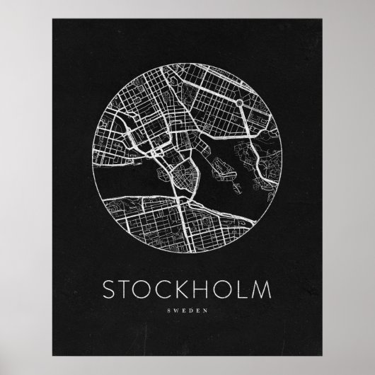 Minimalistische Stadsplattegrond van Stockholm Poster (Voorkant)