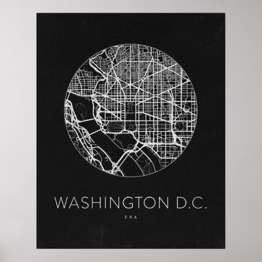 Minimalistische Stadsplattegrond van Washington DC Poster (Voorkant)
