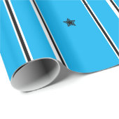 Minimalistische Star Striped Wrapping Papier Blauw (Rol Hoek)