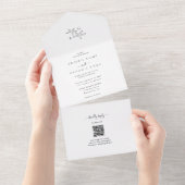 Minimalistische Starfish Beach Monogram bruiloft All In One Uitnodiging (Afscheurbaar)