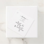 Minimalistische Starfish Beach Monogram bruiloft Bedankjes Labels (In situ)