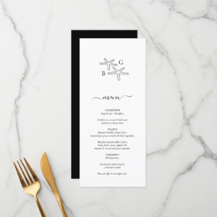 Minimalistische Starfish Beach Monogram bruiloft Menu