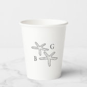 Minimalistische Starfish Beach Monogram bruiloft Papieren Bekers (Achterkant)