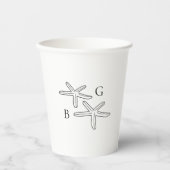 Minimalistische Starfish Beach Monogram bruiloft Papieren Bekers (Voorkant)