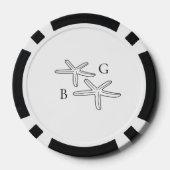 Minimalistische Starfish Beach Monogram bruiloft Poker Chips (Achterkant)