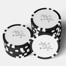 Minimalistische Starfish Beach Monogram bruiloft Poker Chips